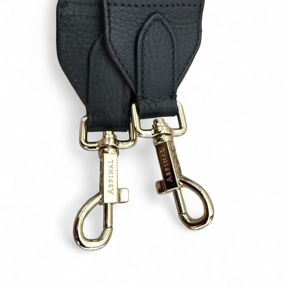 Aspinal Black Leather Strap with Gold Hardware